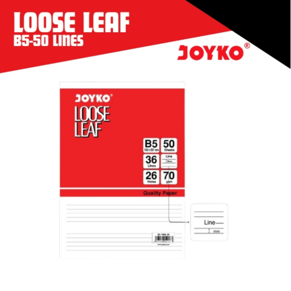 

Kertas File Binder Loose Leaf Joyko B5-7026 50Lembar Line / Kertas Loose Leaf Joyko B5-7026