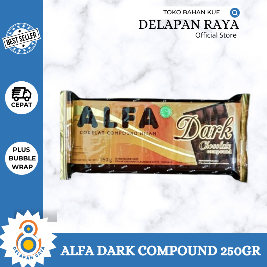 

ALFA DARK COMPOUND CHOCOLATE 250GR COKLAT BATANG -8Raya