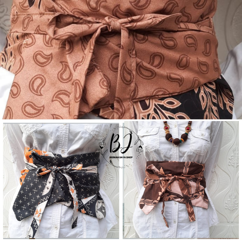 Obi Belt Jumputan Batik Asli Bahan Rayon Cotton Premium Ikat Pinggang Wanita Stagen Sabuk Beskap Aks