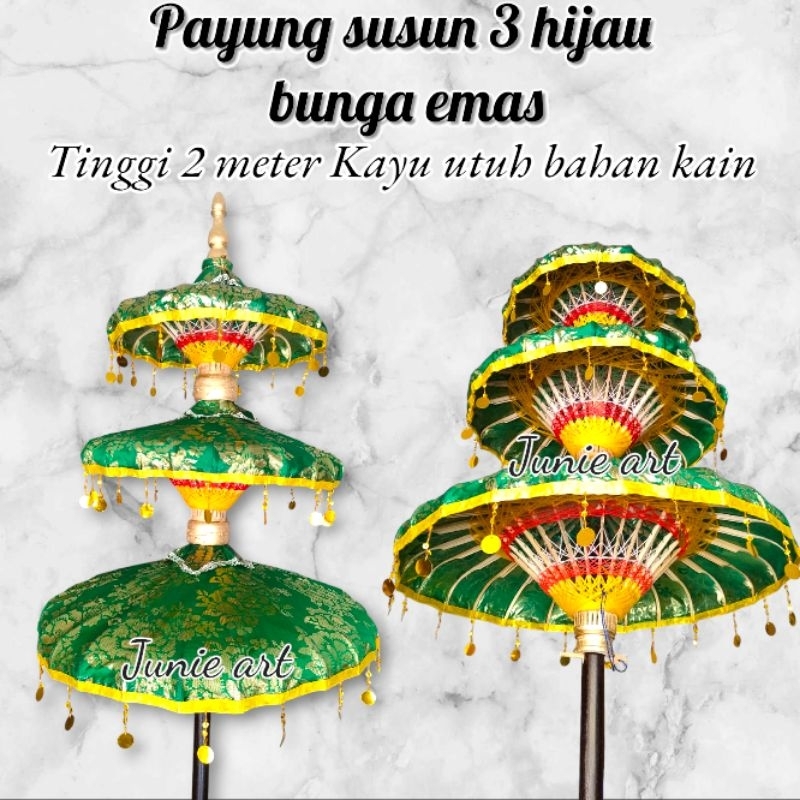 payung susun 3 hijau bunga payung keraton payung tedung payung dekorasi jaranan