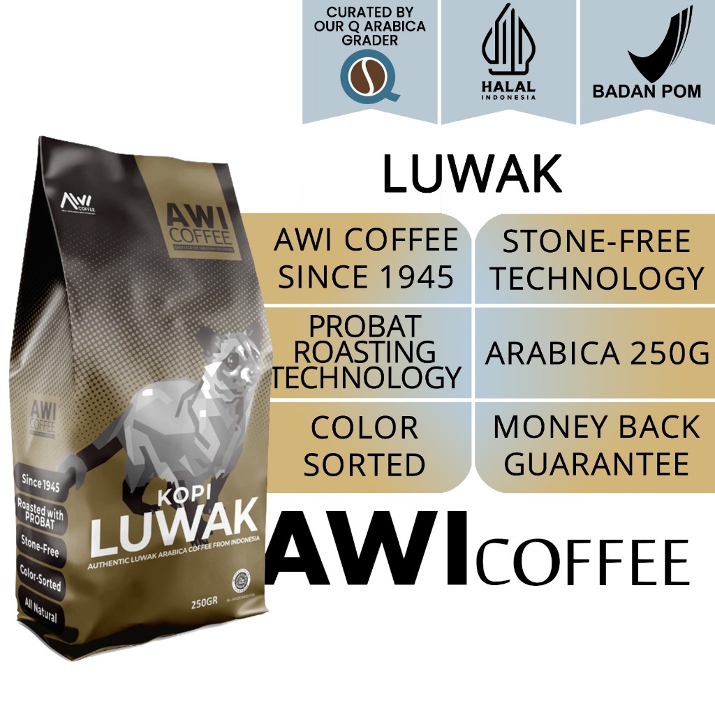 

LUWAK 250gr | Arabica Roasted Civet Coffee | Specialty Grade | AWI COFFEE