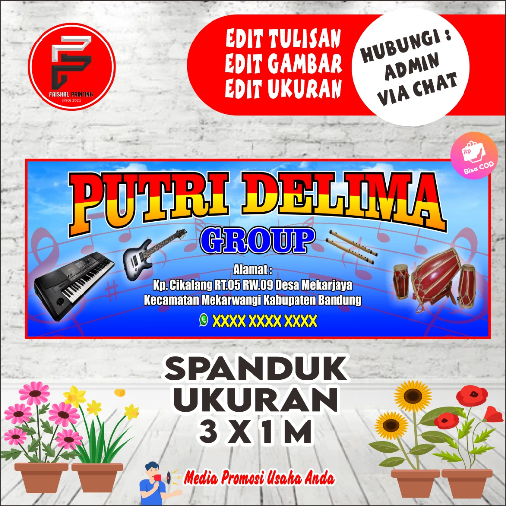 Spanduk Grup Dangdut / Spanduk Grup Musik / Spanduk Orkes Dangdut / Spanduk Ukuran 3 x 1 m, Bisa COD