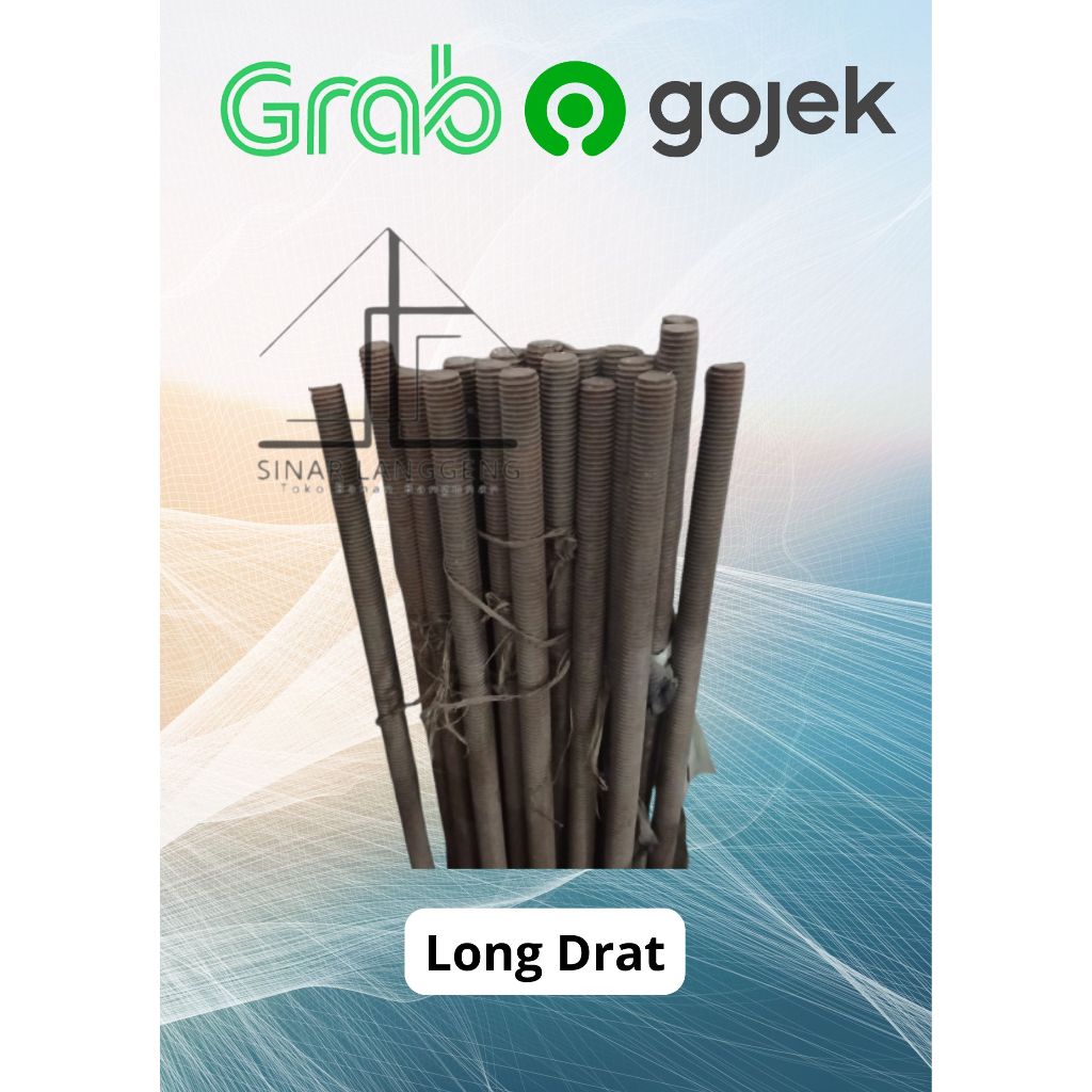 Longdrat / Stud Bolt / AsDrat / As Long Drat Besi Hitam M6, M8, M10, M12 panjang 1 meter