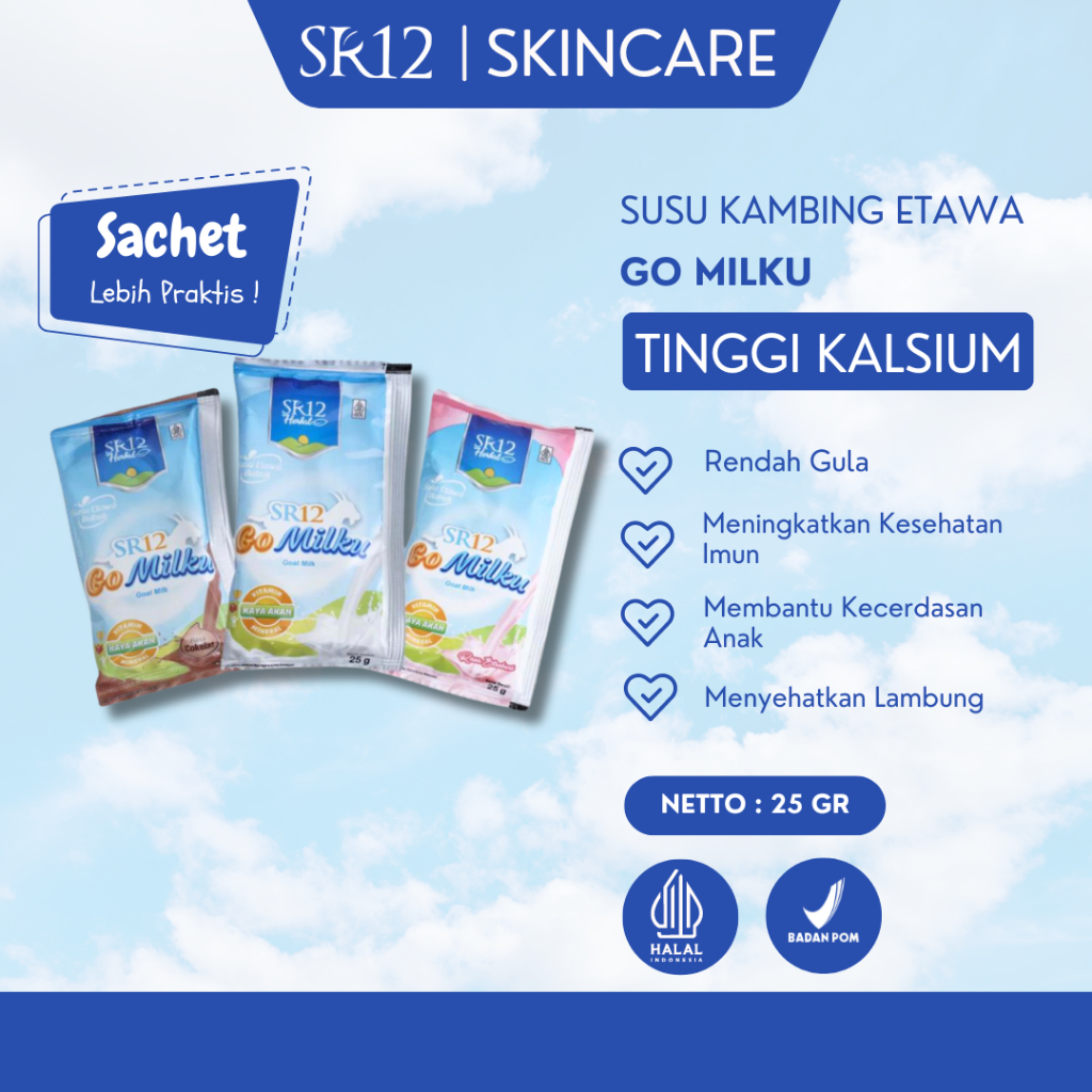 

SR12 Go Milku Sachet Original Coklat Stroberi Susu Kambing Etawa Meningkatkan Kesehatan Imun BPOM