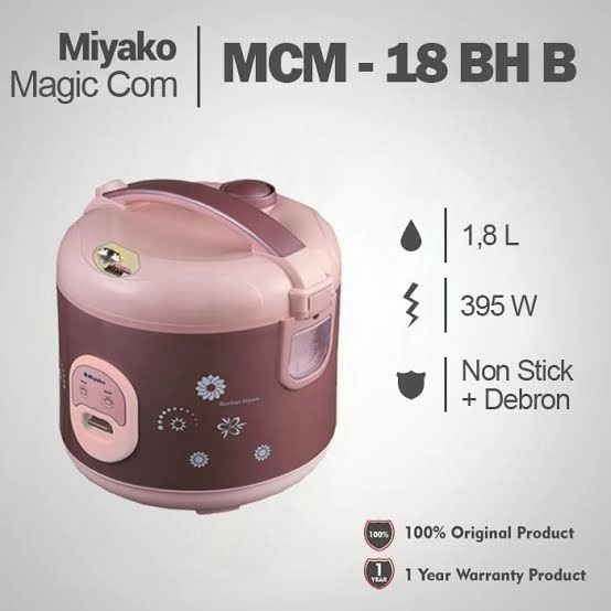 MIYAKO MCM18BH Rice Cooker 1.8 Liter Magic Com 1.8L MCM-18 BH 18BH