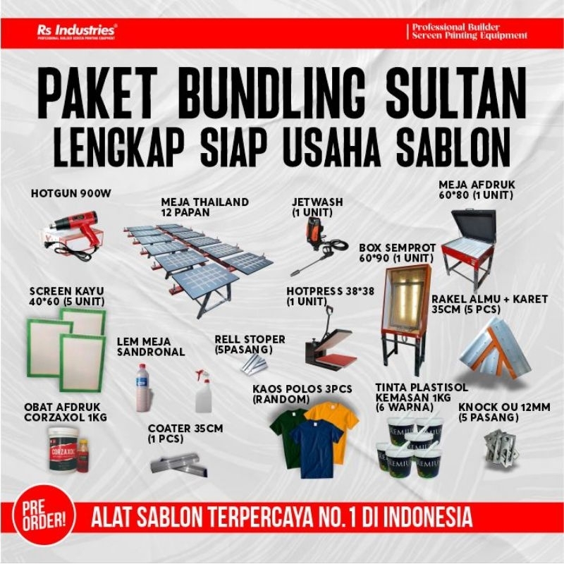 Paket bundling meja Thailand 12 papan - paket alat sablon soeltan