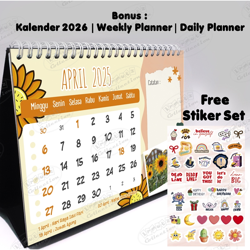

Kalender Meja 2025 Custom Dudukan Spiral