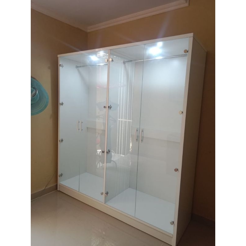 Lemari Gamis/Lemari Kaca/Lemari Gantungan+Lampu LED