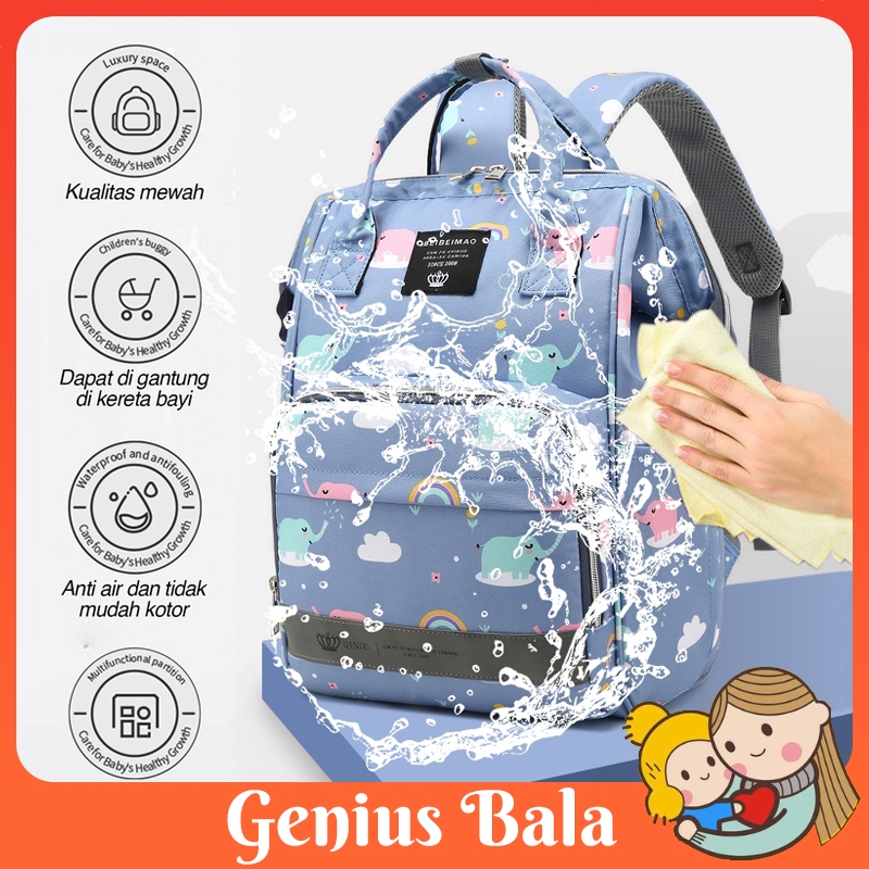 Genius Bala Tas Diaper Bayi Multifungsi Baby Diapers Bag Perawatan Tas Perlengkapan Ransel Backpack Tas Ibu Ransel Ukuran Besar Pola Tahan Air Popok