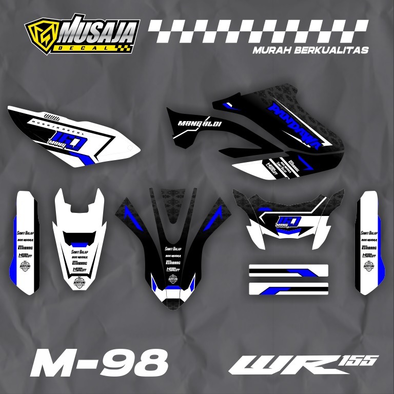 Decal Stiker wr155 full body hitam biru putih - Dekal WR 155 fullbody keren elegan