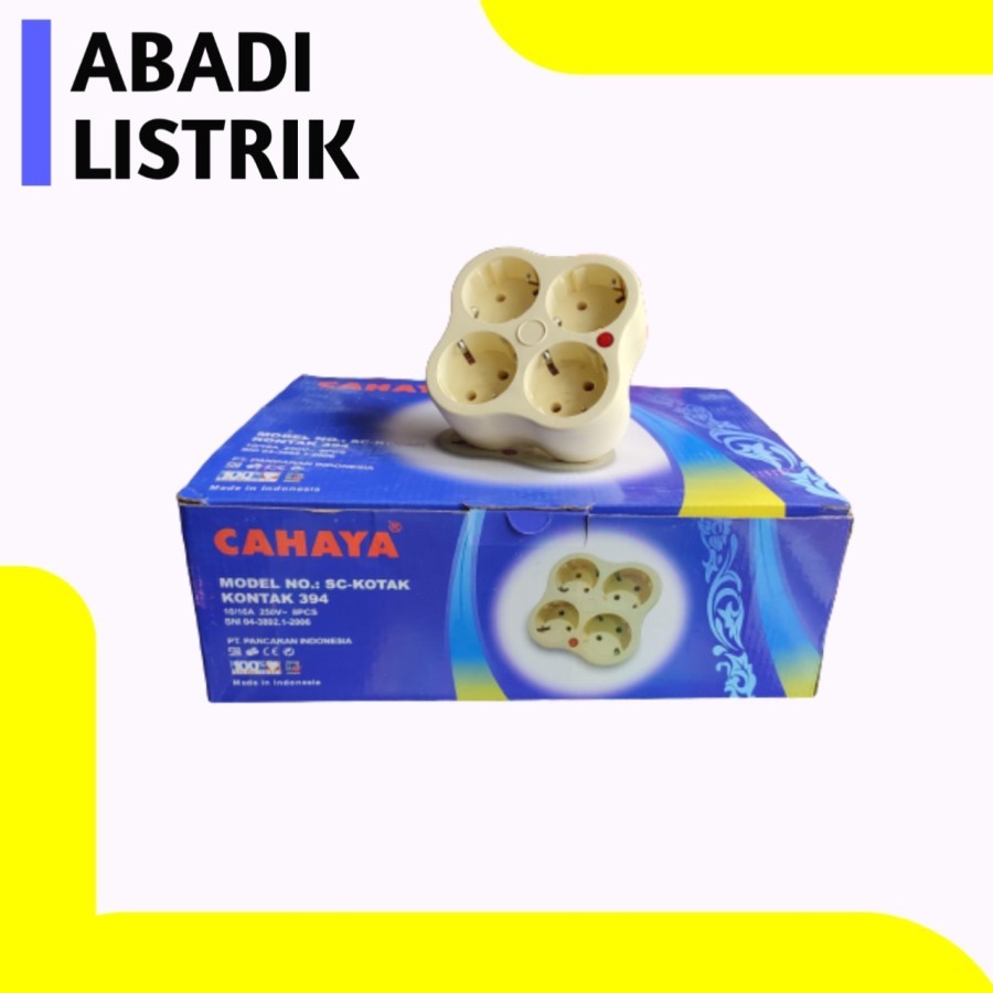 Stop kontak kotak 4 lubang cahaya/stopkontak 4 lubang persegi SNI