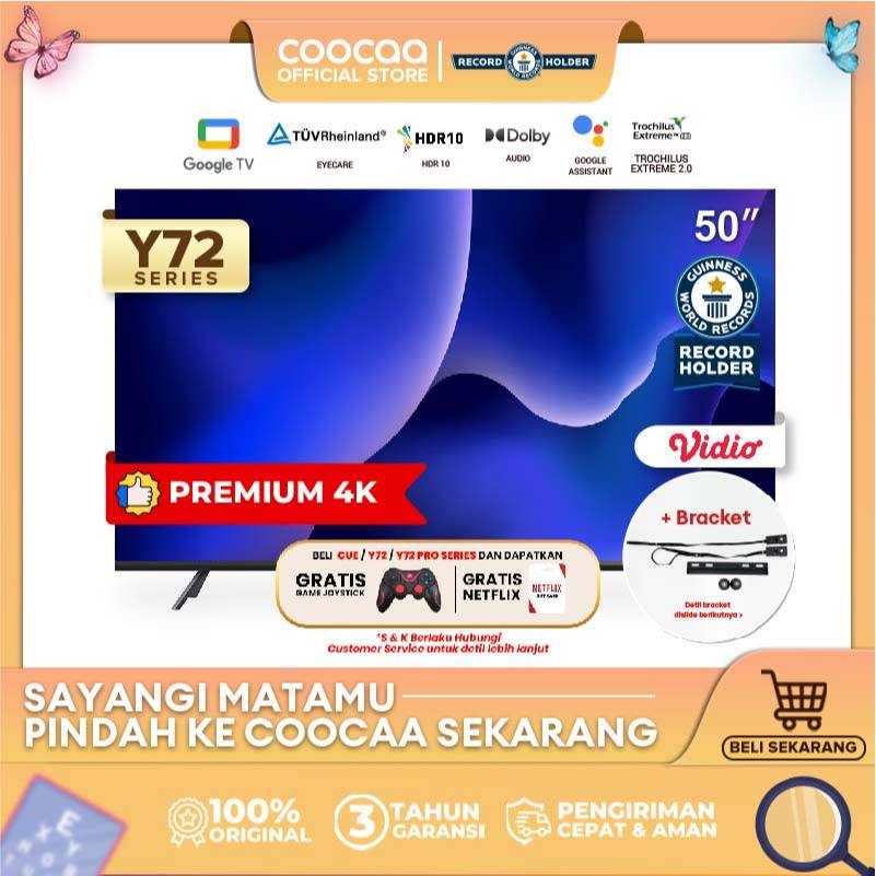 [+ BRACKET] [Google TV] COOCAA 50 inch Smart TV  - 4K - UHD - Netflix/Youtube - Google Assistant - D