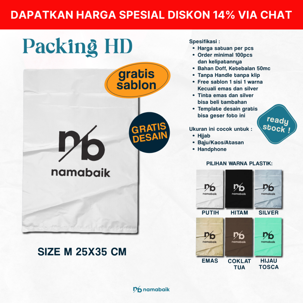 

[COD] Packing Online HD M 25x35 cm Plastik Packing Sablon Gratis Desain