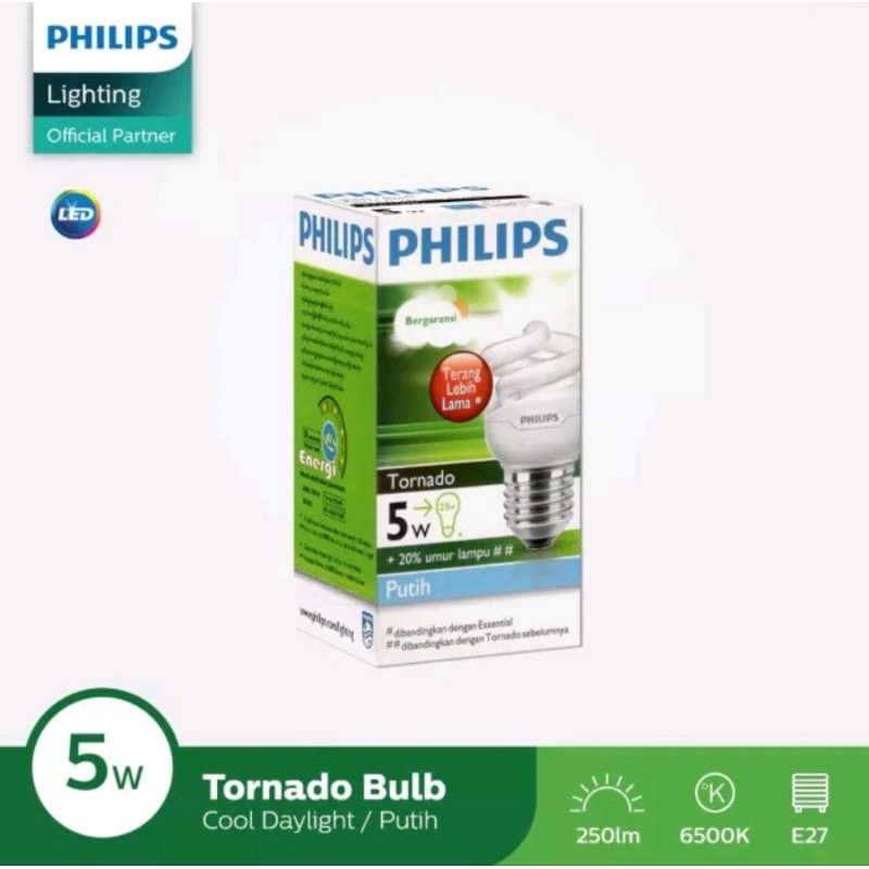 Lampu Philips TORNADO 5 Watt | Cahaya Putih & Kuning | E27