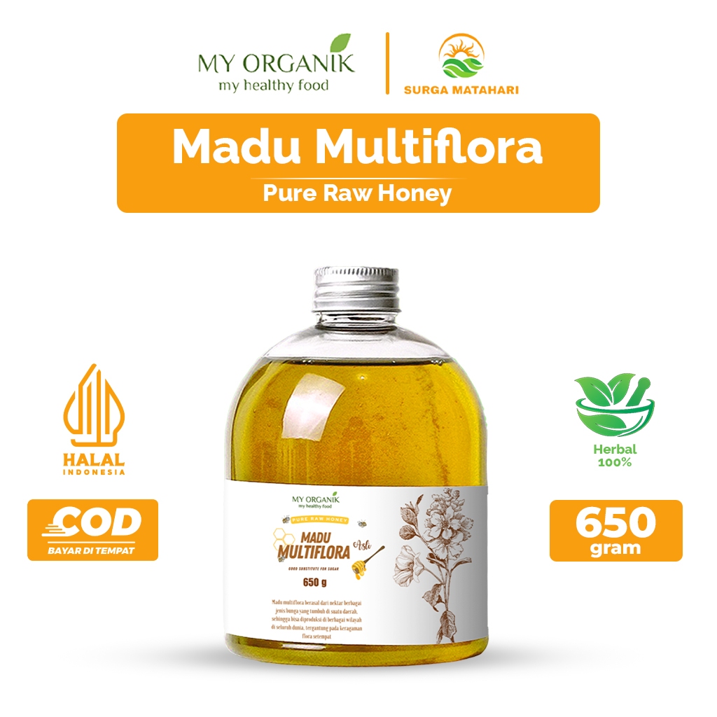 

My Organik Pure Raw Honey Madu Multiflora 650gr Madu Murni Premium Pure Original 100% Asli