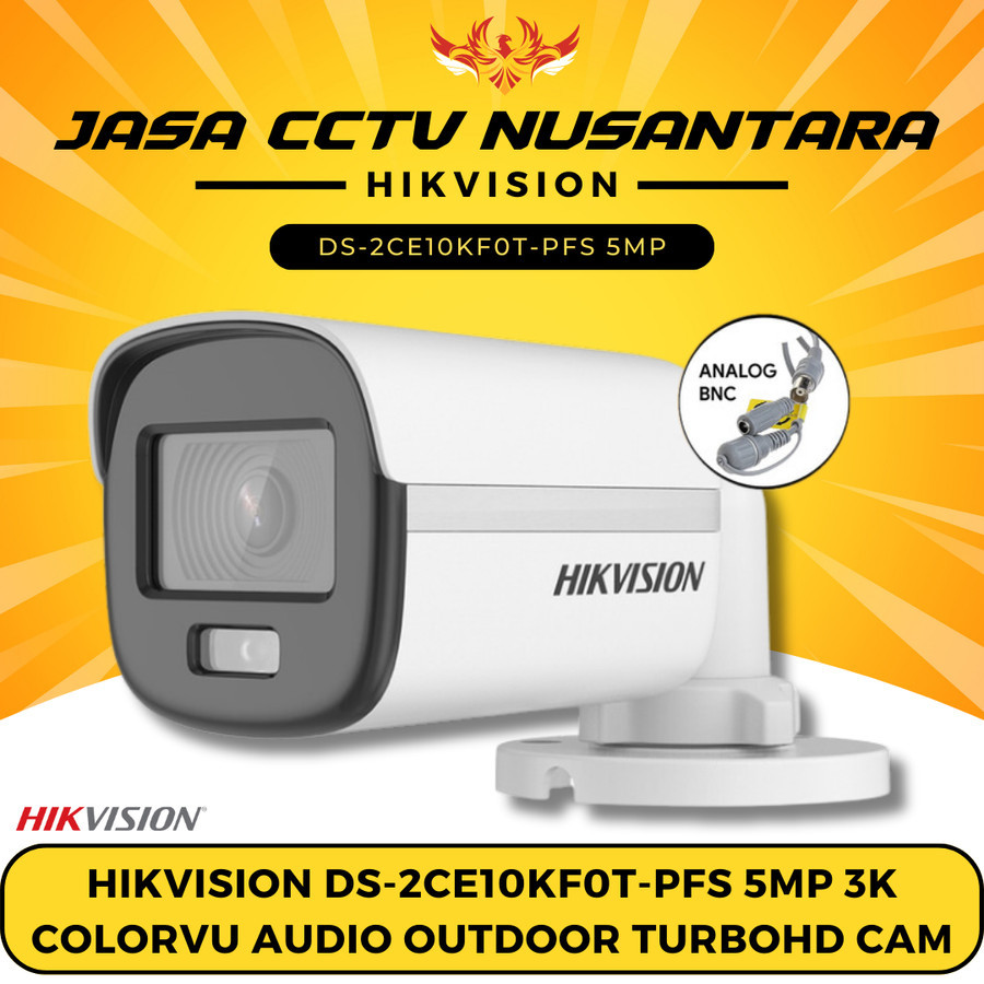 DS-2CE10KF0T-PFS Hik vision Kamera CCTV 5MP ColorVU Outdoor Audio