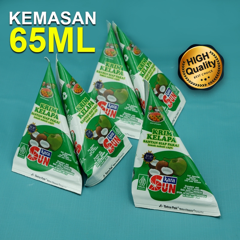 

Santan Cair Sun Kara Kemasan Sasa 65ML Santan Asli Kelapa Siap Pakai