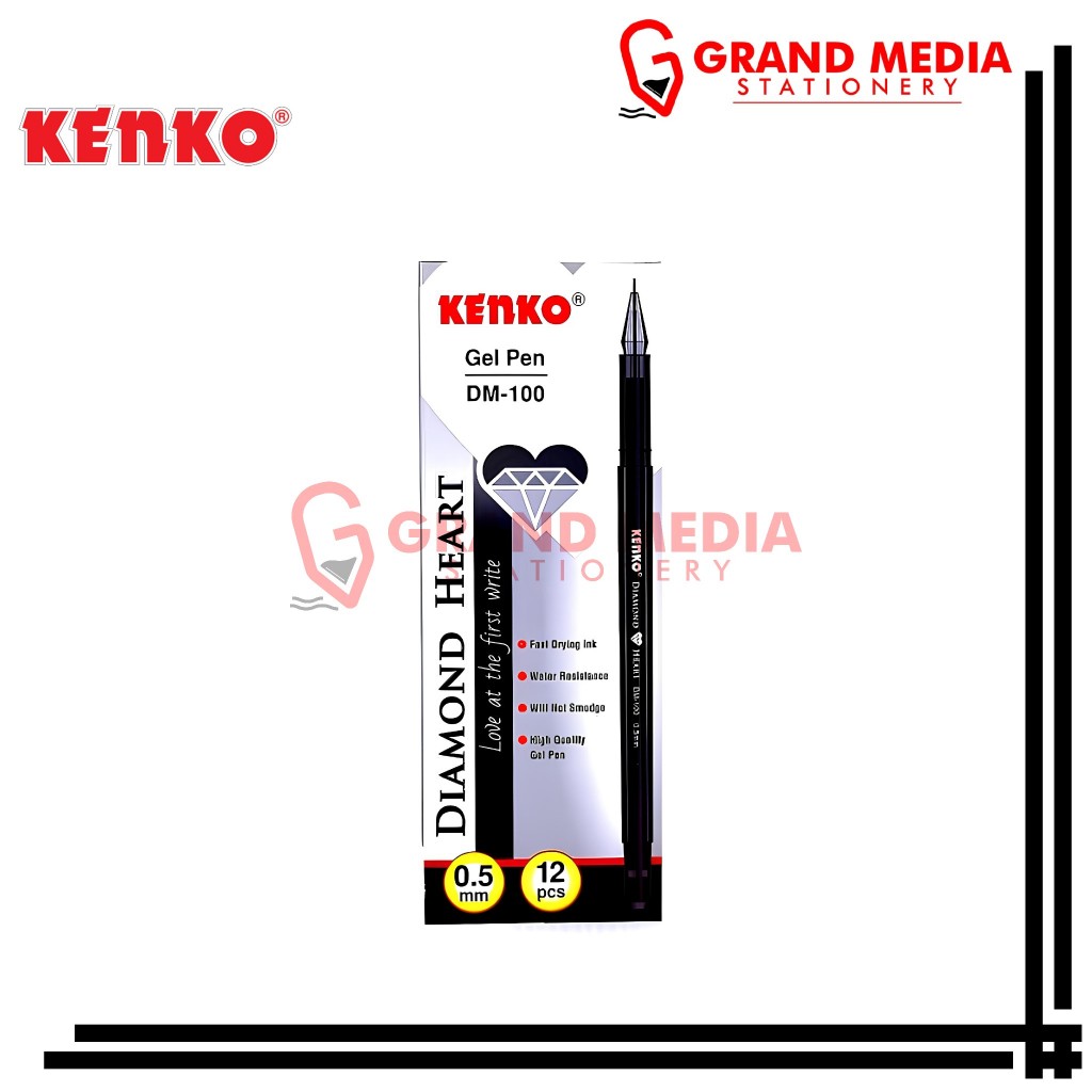 

[GRAND MEDIA] BALLPOINT / PENA / PULPEN GEL KENKO DIAMOND DM-100 HITAM / 1PCS