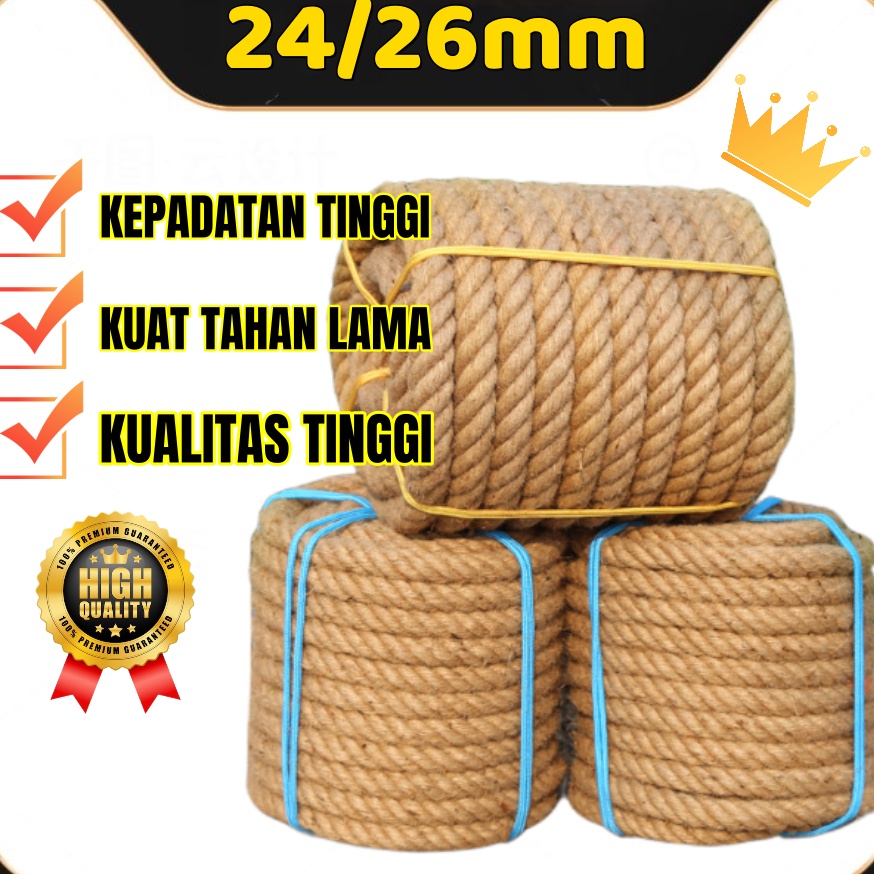

STOCK MASIH BANYAK Tali tambang 24mm 26mm kuat tahan lama tali goni tarik tambang tali rami