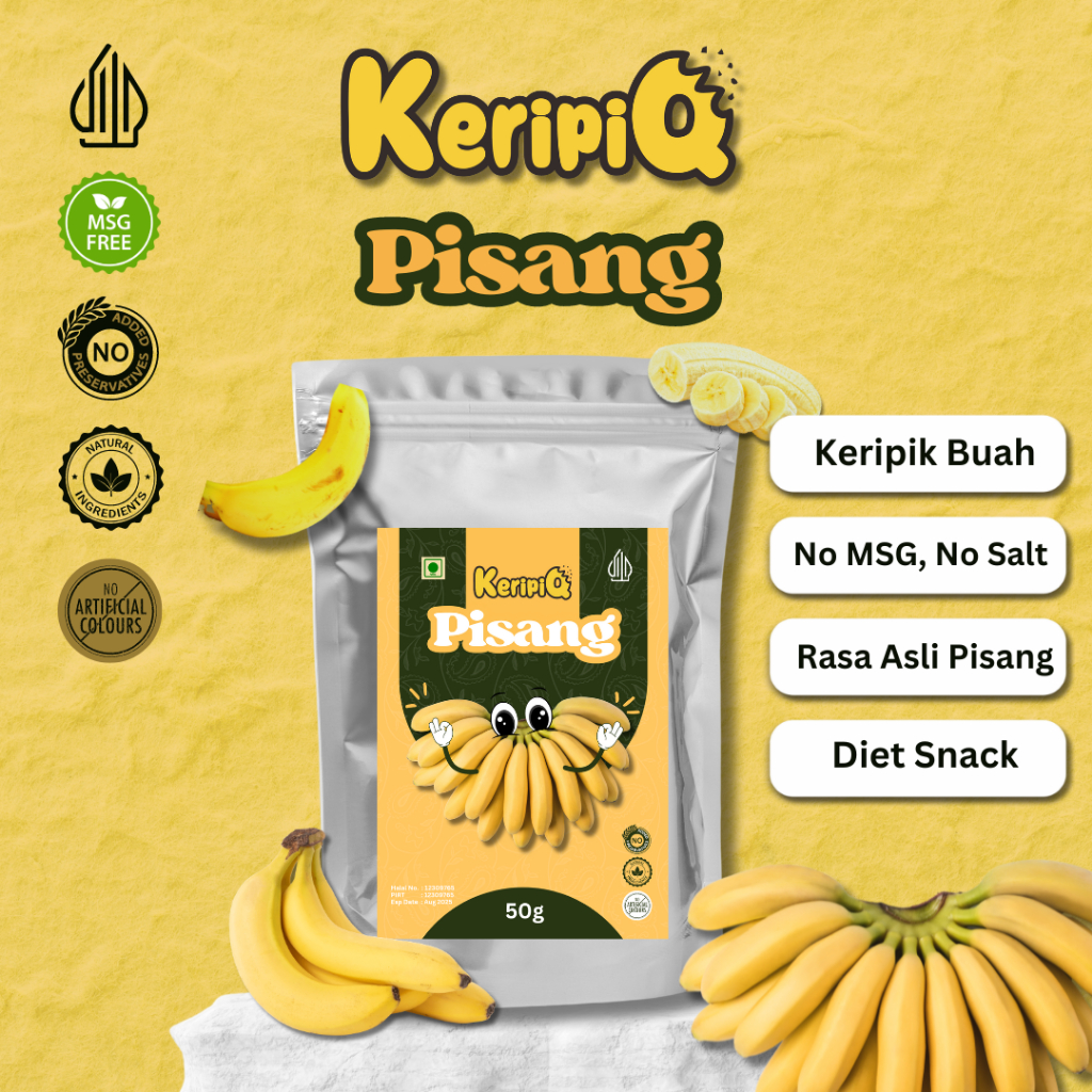 

KeripiQ Pisang 50gr Gurih Keripik Buah Camilan Rendah Kalori Manis Alami Tanpa Gula