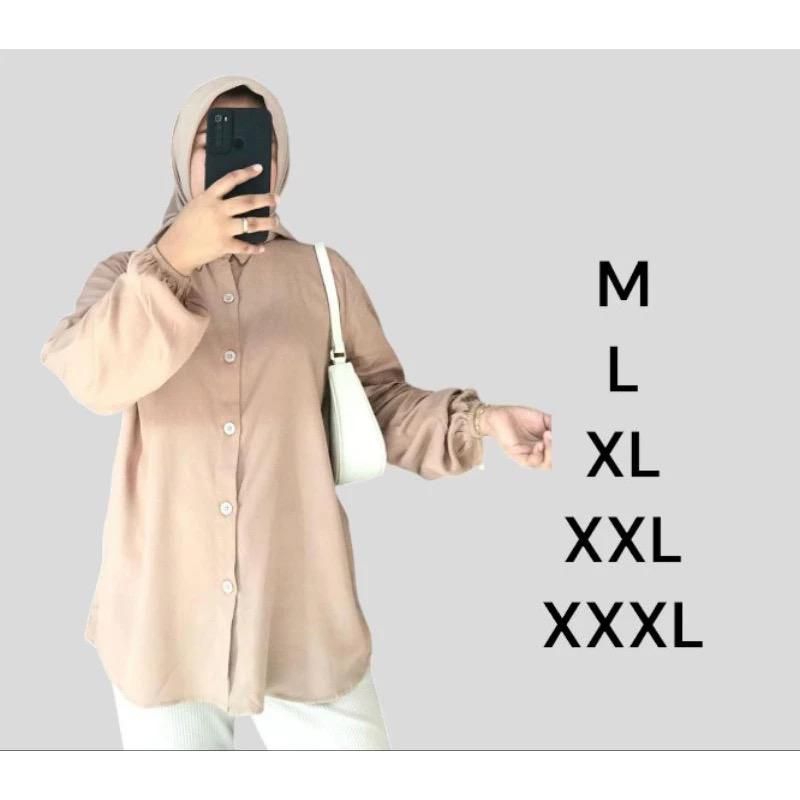 Kemeja atasan rayon twill // kemeja polos // kemeja lengan panjang // kemeja rayon twill