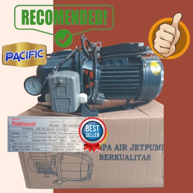 Mesin pompa air jetpump Narional 370 galian sumur 40 meter national Otomatis Tanpa tabung york No ta