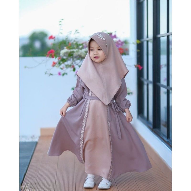 GamisDenada Syari Kids 6bulan-4 Tahun Pakaian anak HIjab Baju Wanita Muslim Set kerudung Khimar Long