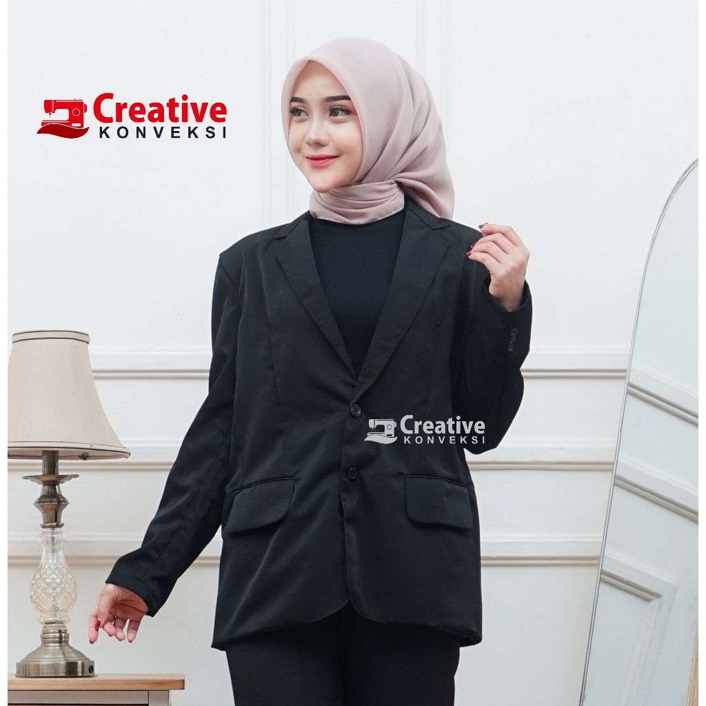 Jas Almamater hitam polos wanita/ jas wisuda /blazer lamaran / jas resmi / blazer casual unisex