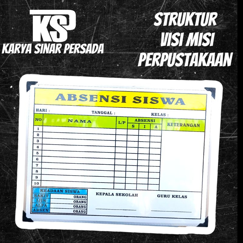 

Papan Data Absensi Kelas 80x60cm Tebal 12mm