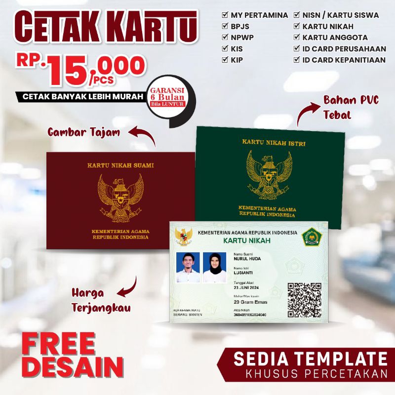 

ID CARD BAHAN PVC 8.5X5.5CM