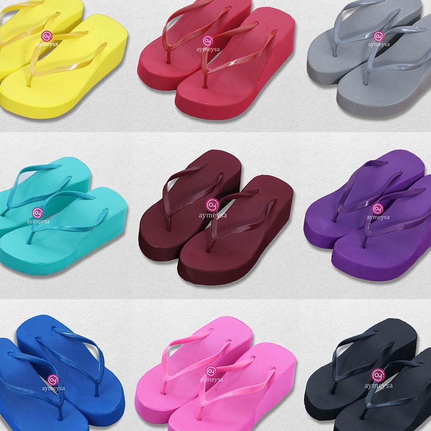 Hemat Sandal Wedges Spon Colorful Jepit POLOS