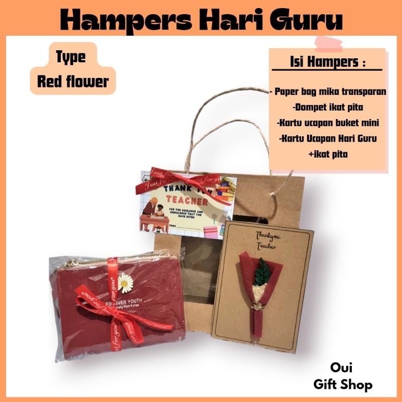 

Hampers Hadiah Buat Guru / Hadiah Hari Guru / Kartu Ucapan Hari Guru / Buket Mini / Dompet Kartu / Paper Bag Mika