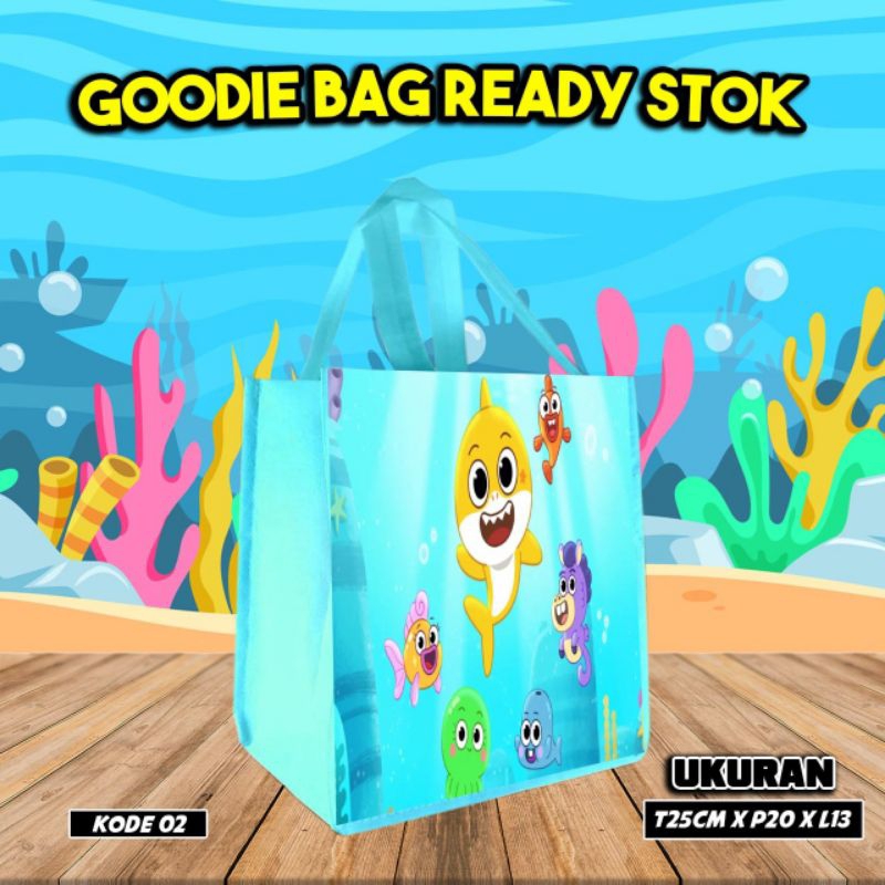 

{LANCAR 10Pcs} tas kantong makanan snacks/goodie bag karakter baby shark katalog 02/tas ultah/kantong