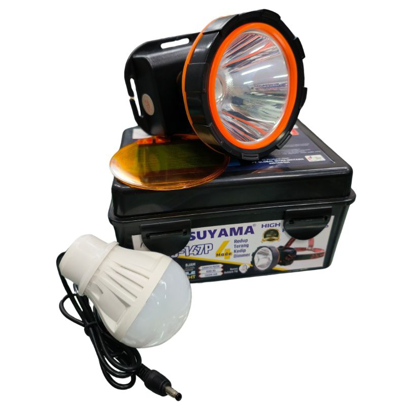 Senter Kepala Mitsuyama 147P 80watt Cahaya Putih Bonus Lampu 7watt