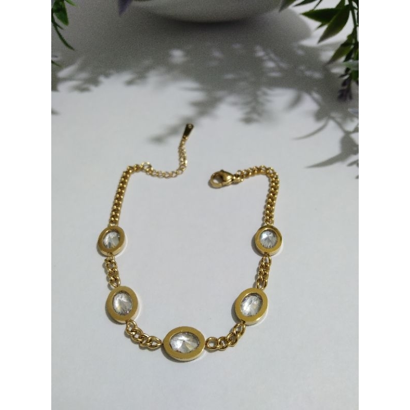 Gelang Rante Oval Permata Titanium