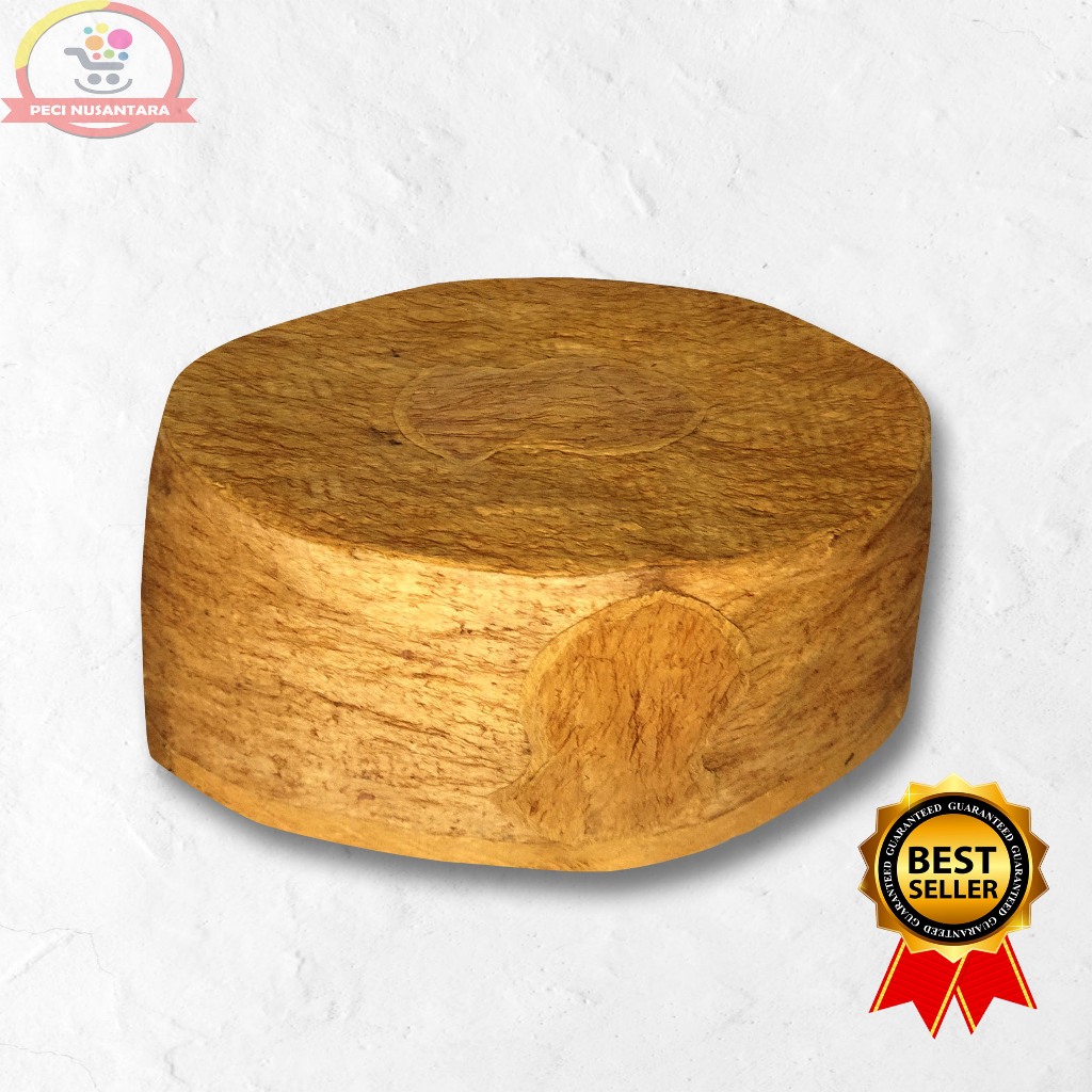 Peci Kuliit Kayu Motif Terompah Bulat