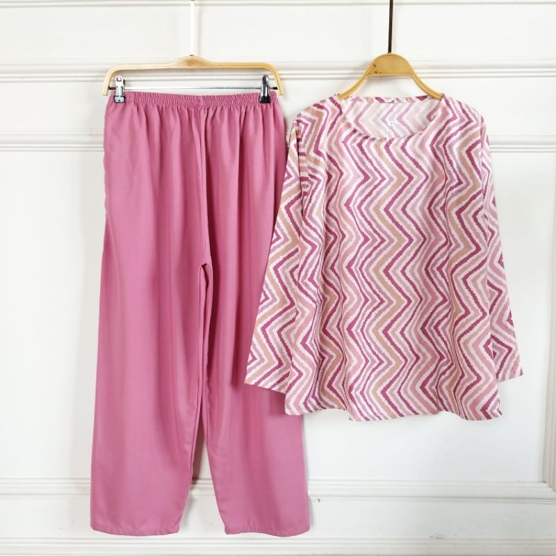 Set Babydoll lengan panjang / set rayon premium