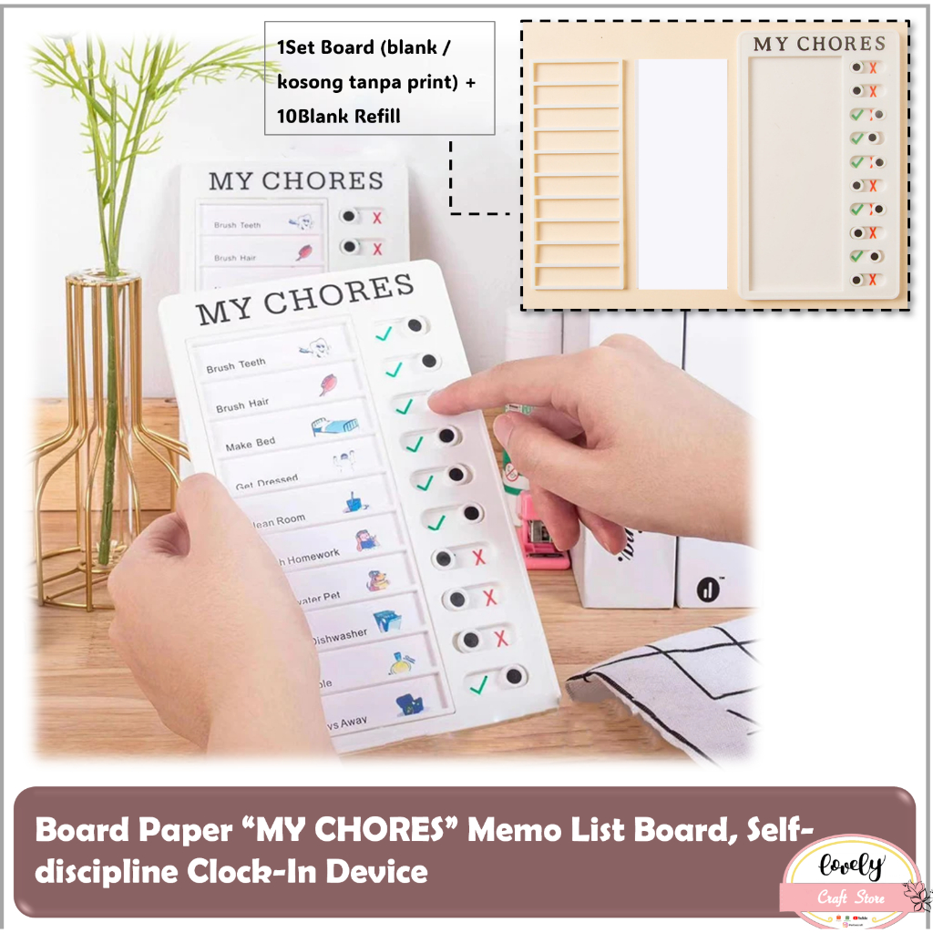 

LovelyCraftStore | C01 ~ My Chores Checklist Task Board Daily Schedule Planner Memo Chore Chart Kid Responsibility Behavior Self-discipline Card