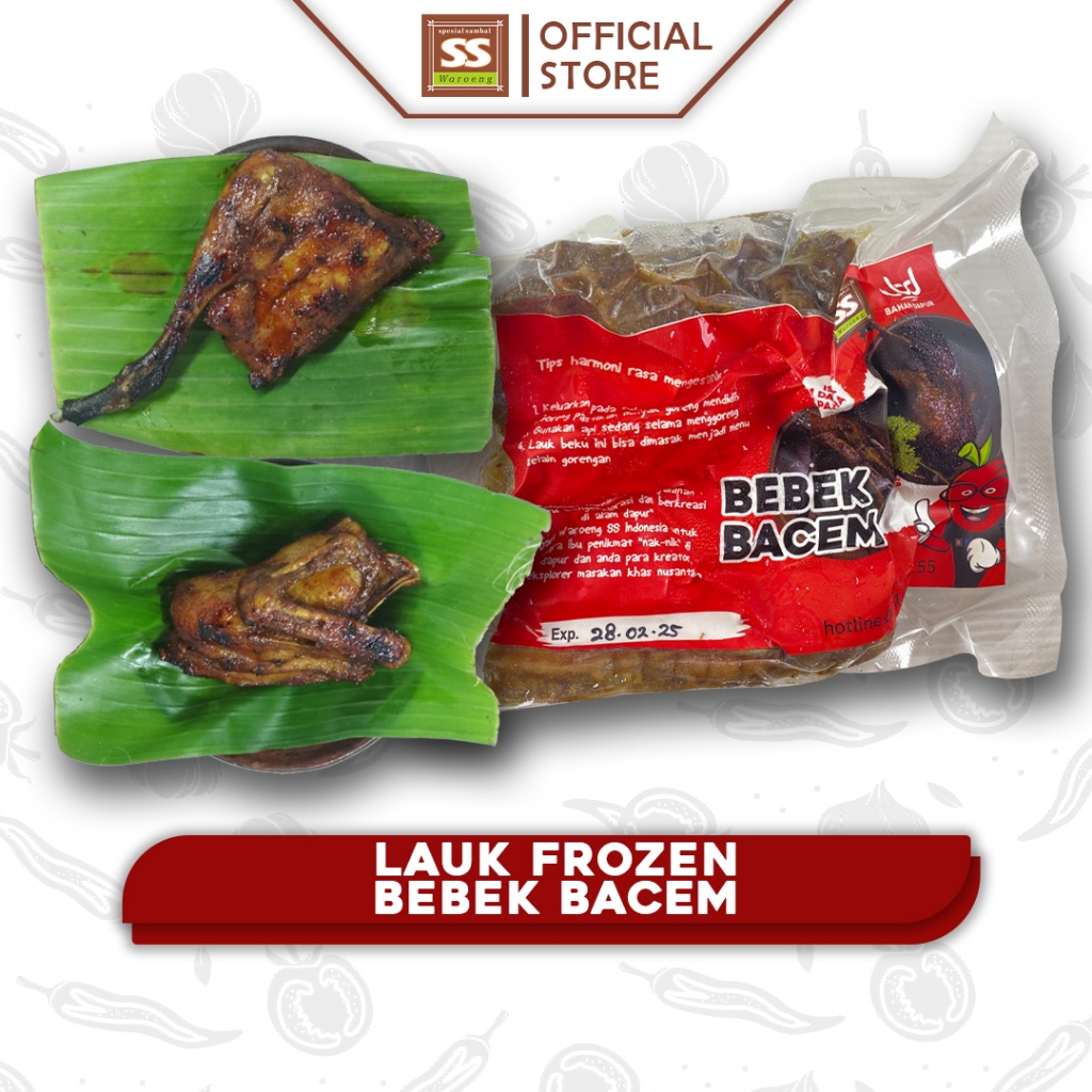 

LAUK FROZEN PAKET BEBEK BACEM KHAS WAROENG SPESIAL SAMBAL 'SS'