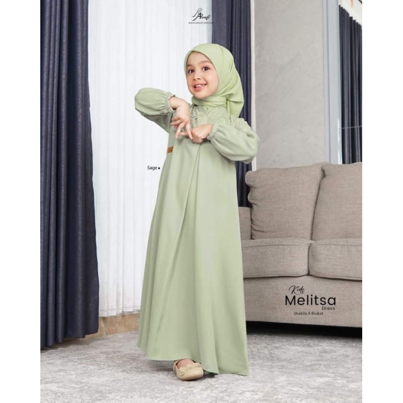 Melitsa Dress Couple Mom n Kids by Arrafi ORI Gamis Ibu dan Anak Brukat Adem