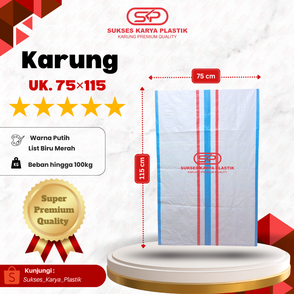 KARUNG PLASTIK 75 x 115 CM KUALITAS SUPER PREMIUM, KARUNG 75x115 CM, KARUNG PLASTIK 100 KG, KARUNG B