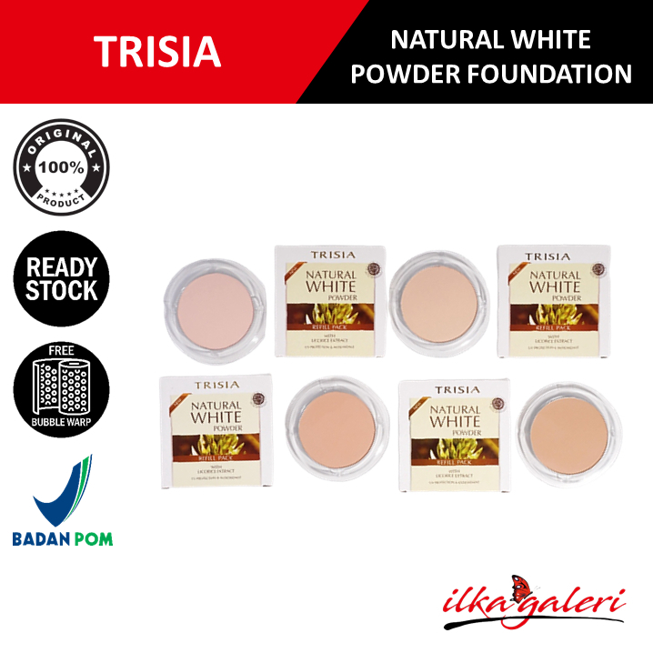 Trisia Natural White Powder Two Way Cake TWC Bedak Padat Lily Honey Almond Rose Plus Refill ILKA