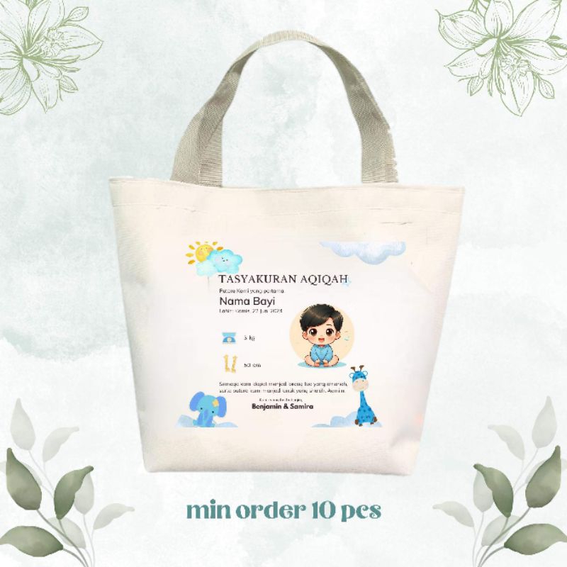 Souvenir Tas Totebag Aqiqah Printing Custom Totebag Mini Printing