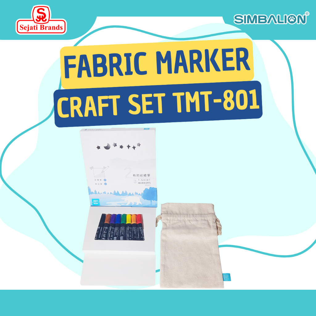 

SIMBALION Spidol Kain Permanent Fabric Marker Craft Set8 Warna TM-801