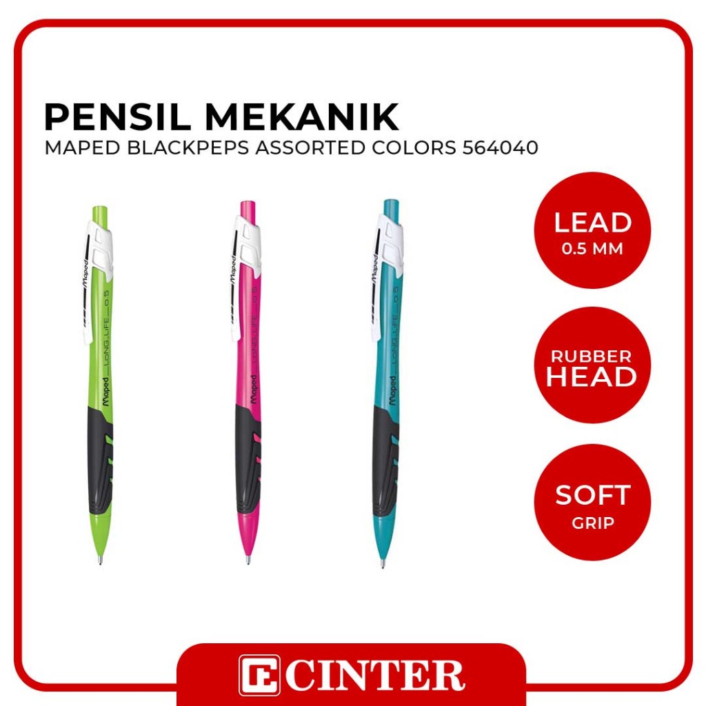 

MAPED - PENCIL / PENSIL MEKANIK BLACK PEPS'S LONG LIFE HB 0.5 MM ASSORTED COLORS 564040