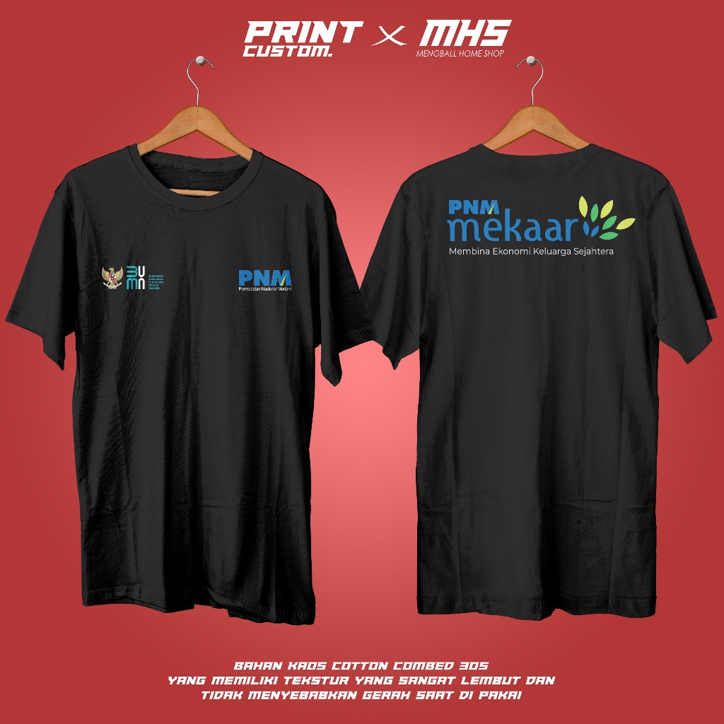 KAOS PRIA PNM MEKAR KOPERASI BUMN ATASAN UNISEX COTTON COMBED 30S - MENGBALLHOME