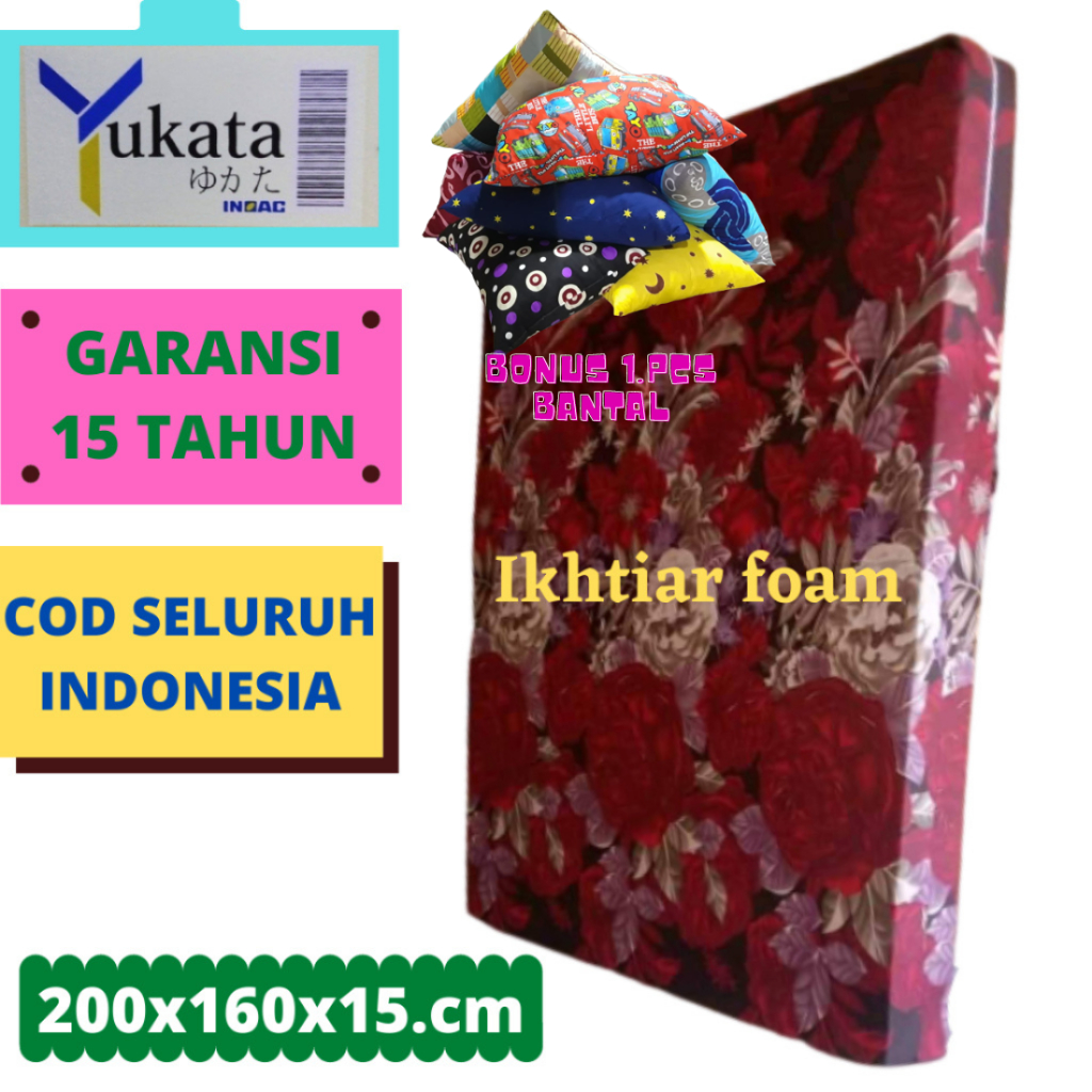 Inoac Yukata Kasur Busa Inoac Yukata Custom no 2 tebal 15 cm Uk 200X160 X15 CM  Bergaransi 15 tahun