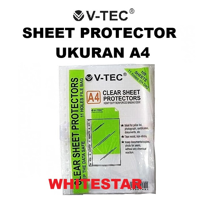 

sheet protector / pocket clear v-tec uk. / ukuran A4 (10 lembar)