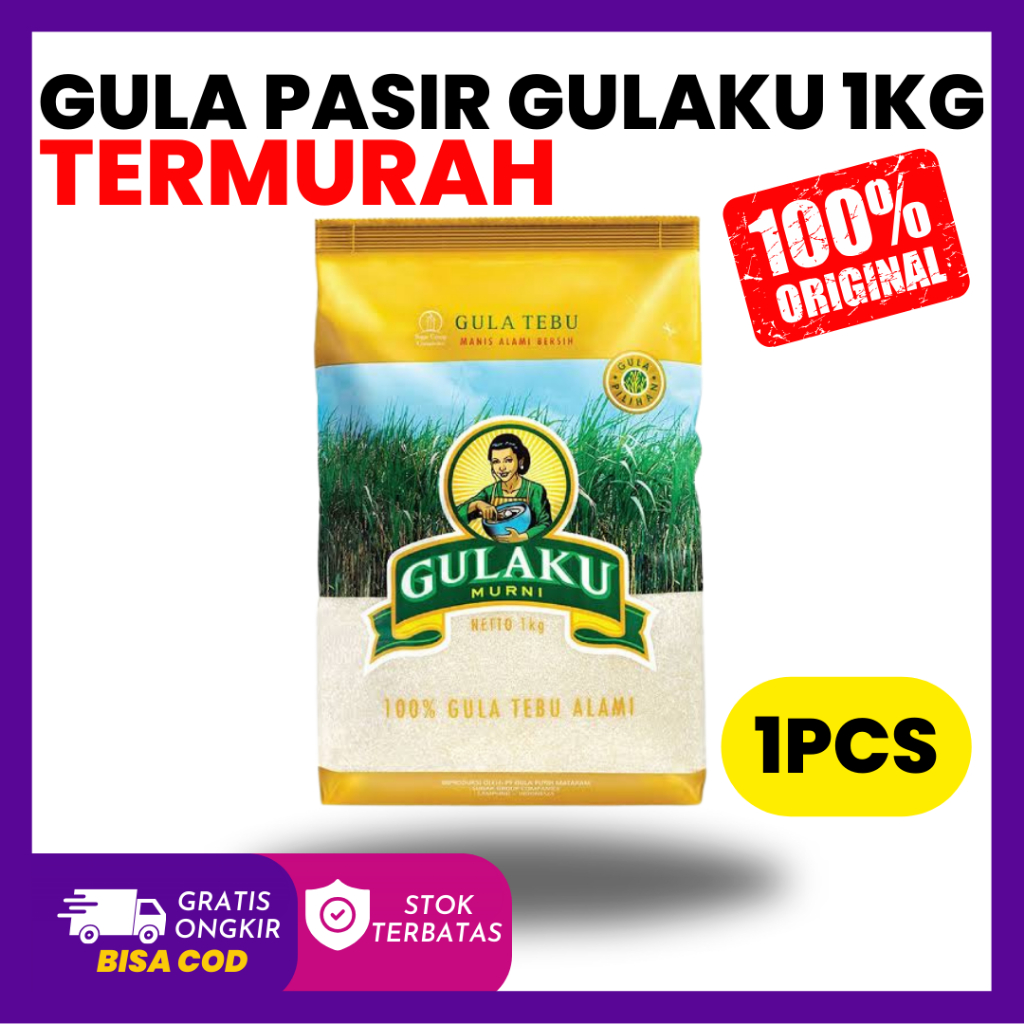 

GULA PASIR GULAKU 1KG 1 KG PROMO MURAH GRATIS ONGKIR TERMURAH GULAKU KUNING TEBU