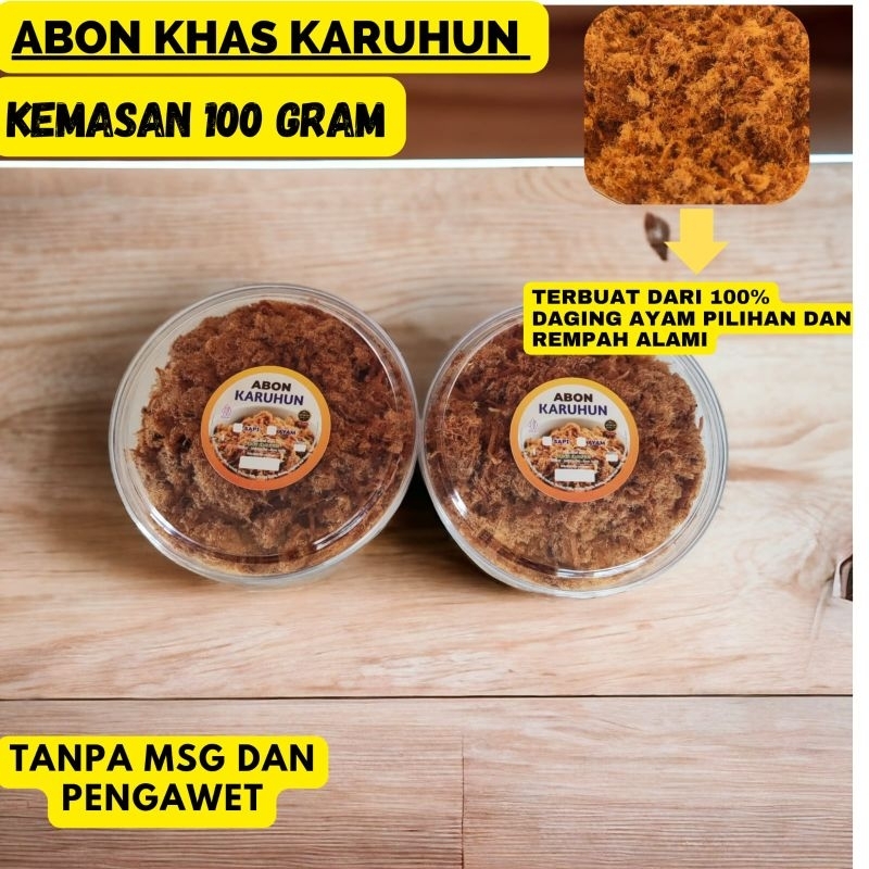 

Kemasan 100 Gram Abon Ayam Karuhun